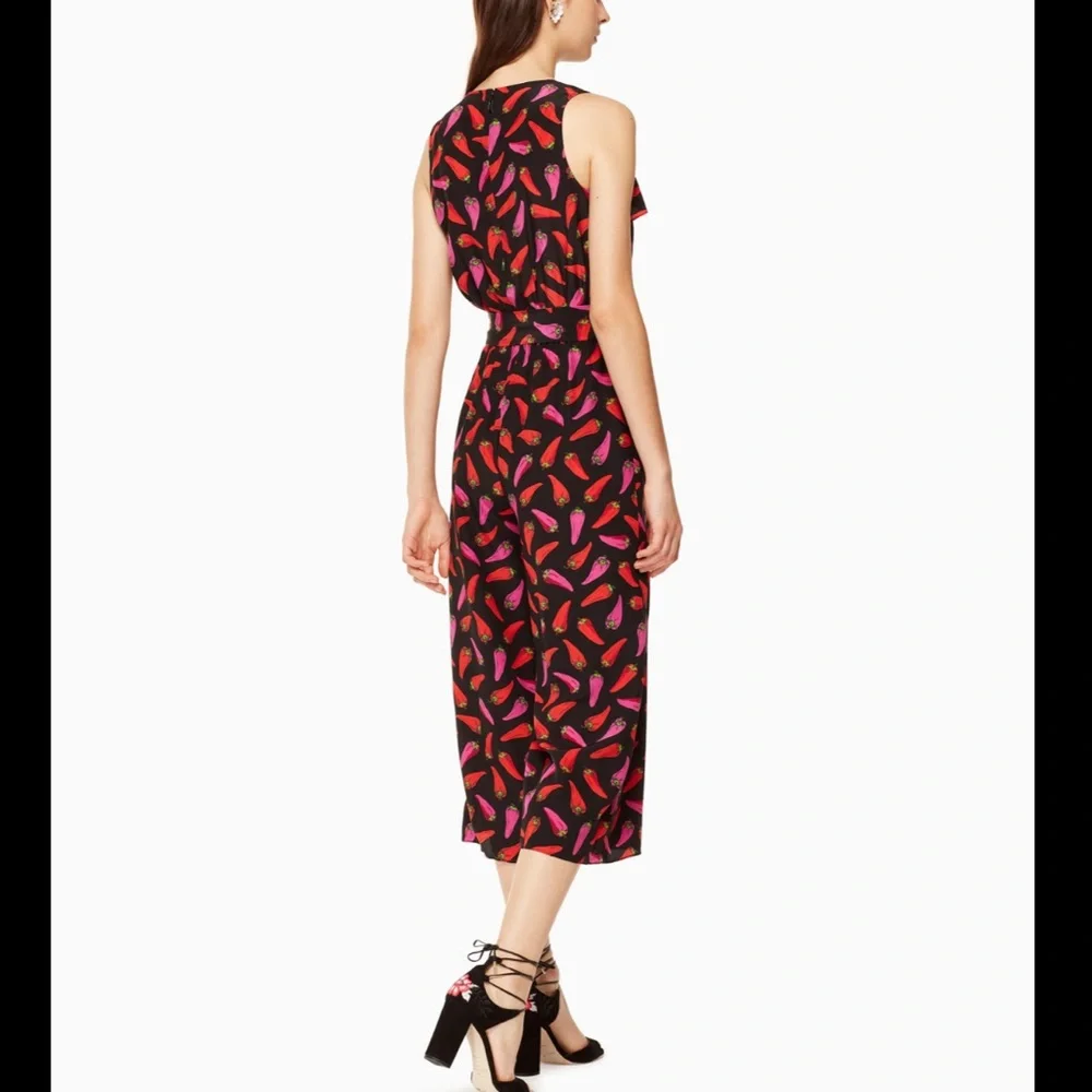 NWT KATE SPADE 100% silk hot pepper jumpsuit size 0